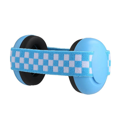 casque anti bruit BEBE bandeau bleu carré blanc