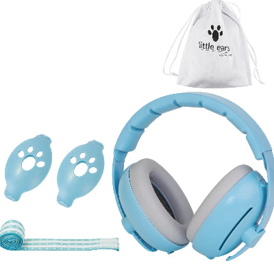 Casque anti bruit BEBE bleu, sac+ bandeau+ accroches