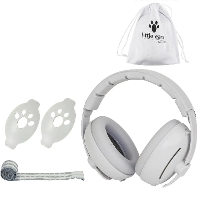 Casque anti bruit BEBE gris, sac+ bandeau+ accroches