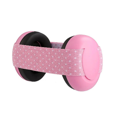 casque anti bruit BEBE bandeau rose point blanc
