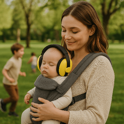 Casque Anti-Bruit Bébé 2-en-1 + Mouche-Bébé – Protection Auditive 0-48 Mois Réduit 25 DB, Avec Bandeaux Souples