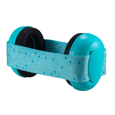 casque anti bruit BEBE turquoise motifs cœurs