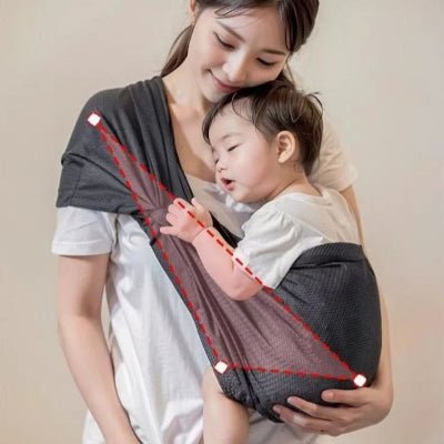 echarpe de portage bebe assis maman soutient épaule droite