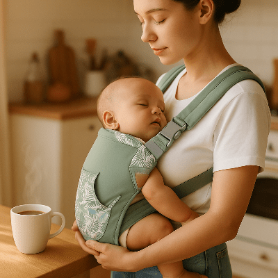 echarpe de portage maman bébé cuisine café chaud "SE"