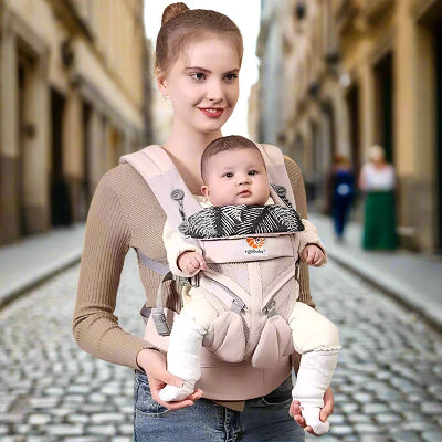 Porte Bébé - BreathBabyBag™ - Rose Maille aman bébé face monde rue