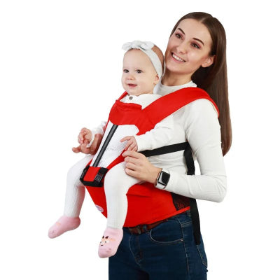 Porte bébé physiologique-rouge-maman-bébé face au monde-CU