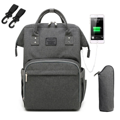 Sac à dos à langer gris accessoires