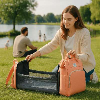 Sac à dos à langer maman papa lac