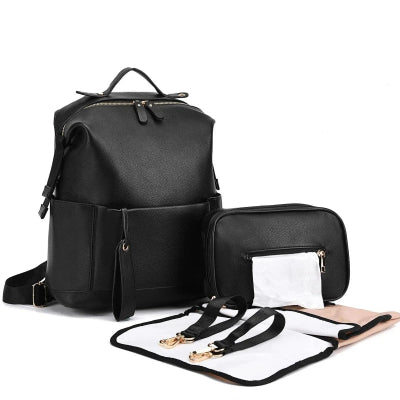 Sac à dos à langer noir accessoires