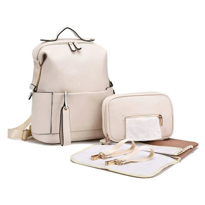 sac a langer a dos beige pochette tapis crochets