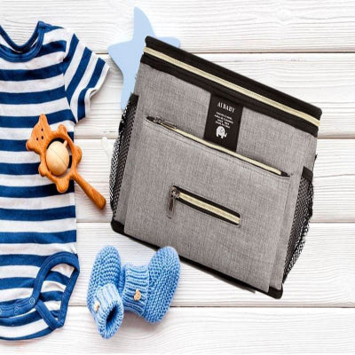 Sac à Langer plancher body hochet chausson bébé - BabyTravel gris