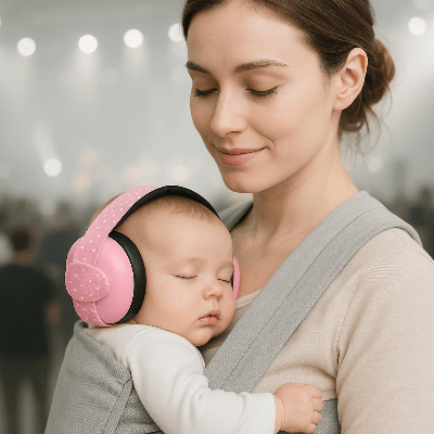 casque anti-bruit nourrisson maman bébé dors concert