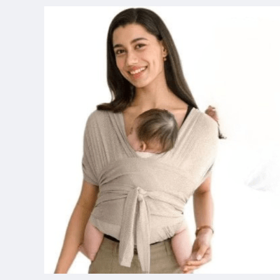 echarpe de portage beige maman bébé