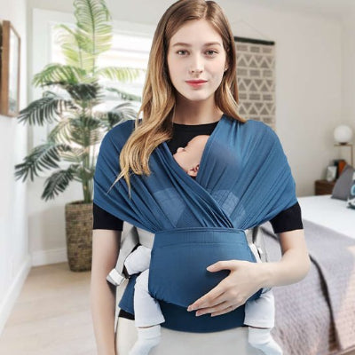 écharpe de portage  bleu maman bébé enveloppé