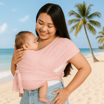 echarpe de portage plage maman bébé
