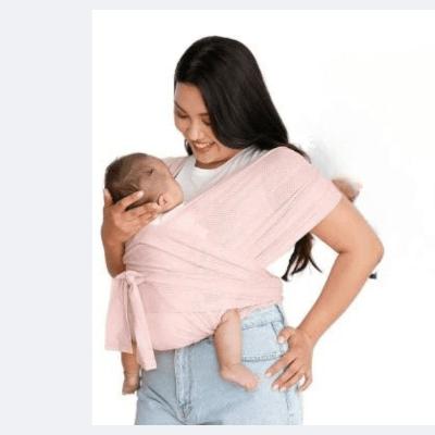 echarpe de portage rose maman bébé