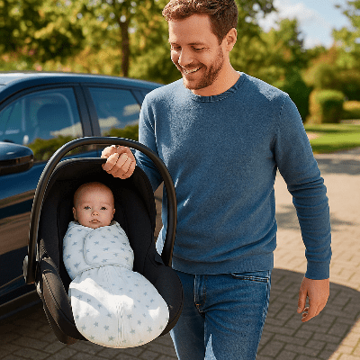 nid d'ange cosy bébé papa direction voiture cocooning