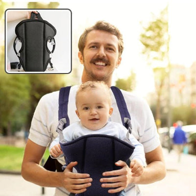 porte bébé physiologique bleu papa bébé ventre face monde 
