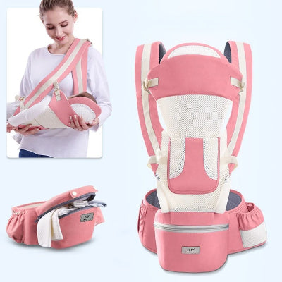 Porte bébé  randonnée rose  blanc travel confort