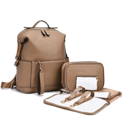 sac a langer a dos camel pochette tapis sangles