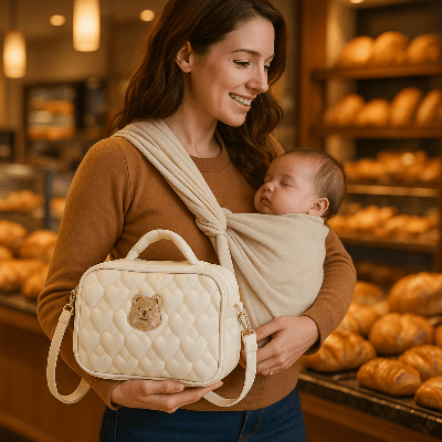 sac à langer bebe maman bébé dort bras -white